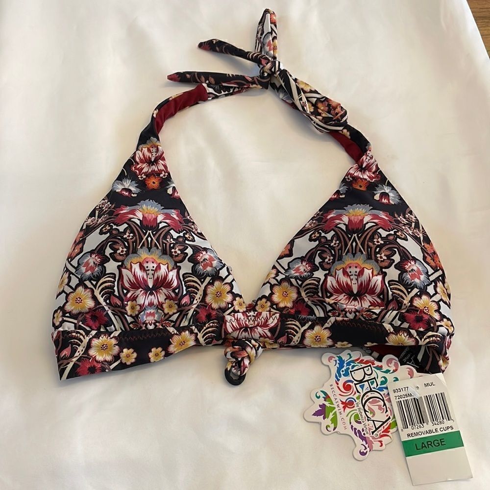 BECCA SWIM BIKINI HALTER TOP.  NEW WITH TAGS